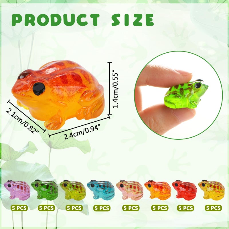 HOMICO 40 Pieces Resin Mini Frogs Luminous Mini Animals Tiny Animals for Crafts Dollhouse Fairy Garden Micro Moss Landscape Aquarium Potted Plant Decor - Image 3